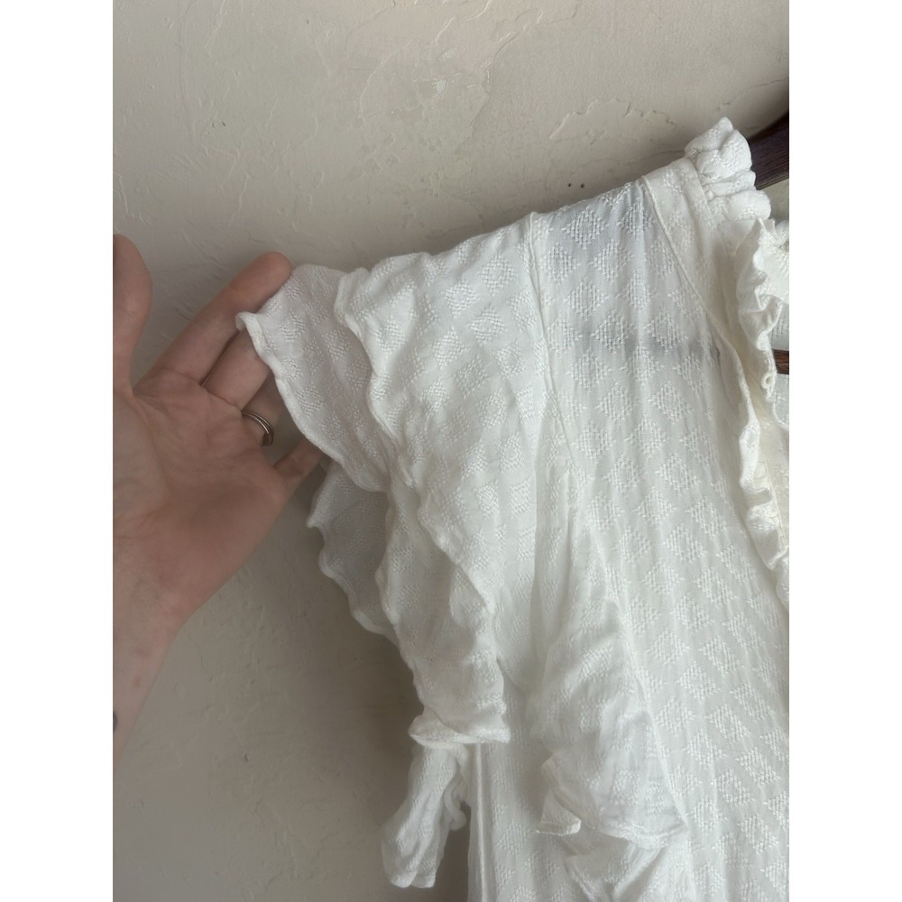 Cream Ruffled Button-Front Midi Dress - Picture 7 of 11